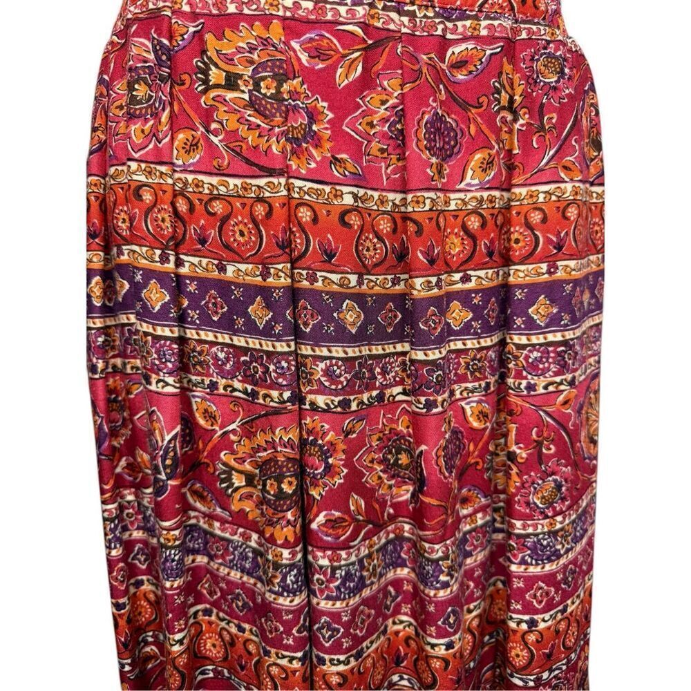 Vintage Jantzen Women’s 14 Midi Skirt Red Purple Floral Hippie Indie Boho 90s - Picture 6 of 6